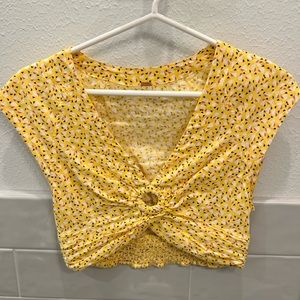 FREE PEOPLE yellow retro crop top